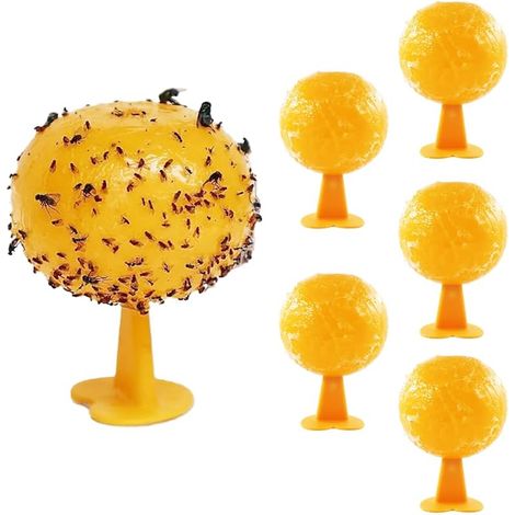 Piège à Mouche des Fruits,6PCS Mouches de Fruit Jaunes Boules,PiegeMouche Boules de pièges à Mouches, Boule AntiMouche,piège à Mouche pour Pots de Fleurs,balcons,Cours,vergers,la Cuisine,Jardin (1/4)