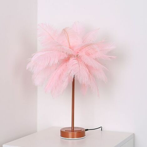 LED-Nachttischlampe in Pusteblumenform, Kupferdraht, romantische rosa Feder (1/4)