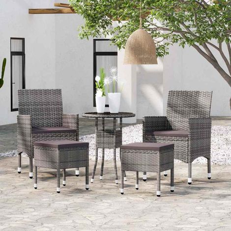 vidaXL Juego de muebles de jardín 5 piezas ratán sintético gris (1/4)