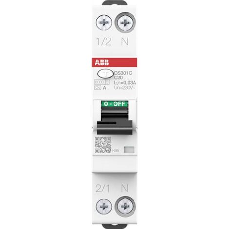 [NEUWERTIG] B-Ware ABB FI-Schutzschalter Leitungsschutzschalter 20A 0.03A 6kA C IP20 für Haushalt (1/2)