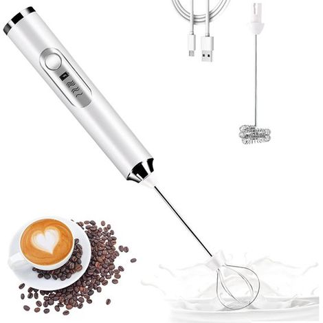 Pratico montalatte con caricatore USB. Dotato di doppia frusta/montuova e mini frullatore elettrico a 3 velocità. Ideale per preparare latte macc (1/5)