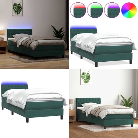 vidaXL Boxspringbett mit Matratze Dunkelgrün 80x220 cm Samt (1/5)