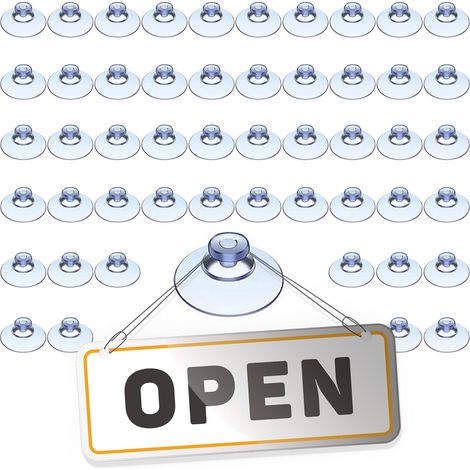 Lot de 50 crochets à ventouse pour verre - 2 cm - Ventouses pour décoration de fenêtre - Boutons à ventouse en caoutchouc pour plaques en verre - Fixation polyvalente pour bricolage (1/5)