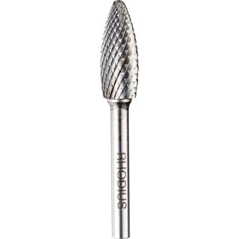 Fraise carbure Rhodius PRO, norme de fraise carbure H (FLF), flamme, 12,7 x 32,0 x 6,0 x 77 mm (1/2)