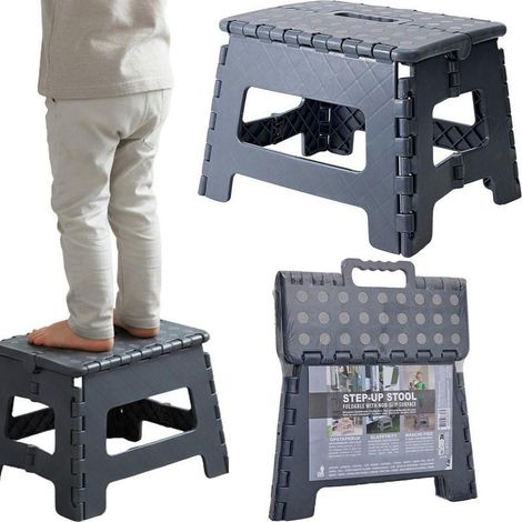 Sgabello pieghevole Koopman grigio 28x22x21 cm plastica resistente (1/3)
