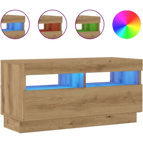 Mobile TV Armadietto TV Mobile Porta TV con Luci LED Artigianale 80x35x40cm Legno Multistrato (1/5)