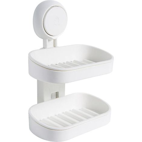 porte - Savon Ventouse Blanc Double Couche, Porte - Savon Ventouse, Non Perc Et Rutilisable, Installation Simple Porte - Savon Douche Charge 5k (1/4)