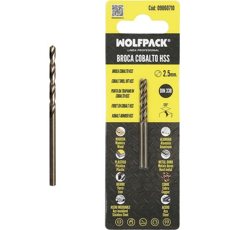 Broca cilíndrica Ø2,5mm fabricada en cobalto HSS DIN 338 (Blíster de 2 unidades) (1/5)