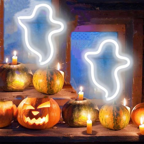 Veilleuse d'Halloween, lumière LED, néon, décoration lumineuse d'Halloween 2white Ghost (1/5)