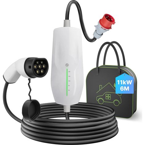 EV Charger Type 2 Portable EV Cars Home Charging Station Wallbox for All Electric Vehicles and Rechargeable Hybrid Cars Max 11kW 16Amp 6m Three Phase EEC Plug (1/5)