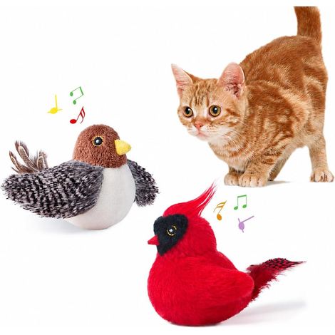 Lot 2 Oiseaux Chat Réalistes Sonores Herbe à Chat Matatabi (1/5)