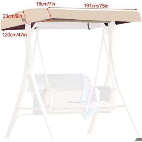 Toile De Rechange - Balancelle 3 Places - Tissu Oxford Impermeable - Protection UV - 191x120x23 Cm (1/5)