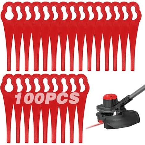 100 lames de coupe pour débroussailleuse en plastique, lames 85 mm sans fil, lames de rechange pour tondeuse Einhell - Rouge