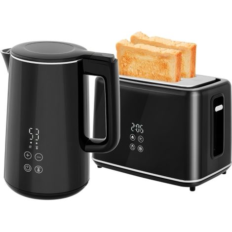 Set bollitore e tostapane Bollitore da 1,5 l con 2 fette di pane tostato 2200 W Set colazione con 7 livelli di doratura, funzione di scongelamento e riscaldamento, spegnimento automatico e vassoio rac (1/5)