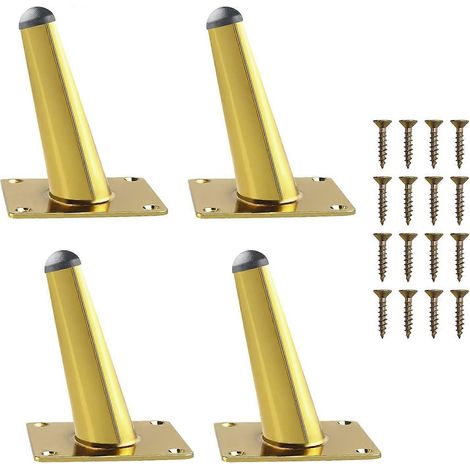 Pieds de table basse réglables en métal de 30 cm, ensemble de 4 pièces doré, pieds de remplacement coniques pour meubles avec vis, adaptés aux armoires, lits, penderies, diamètre de 10 cm, noir. (1/5)
