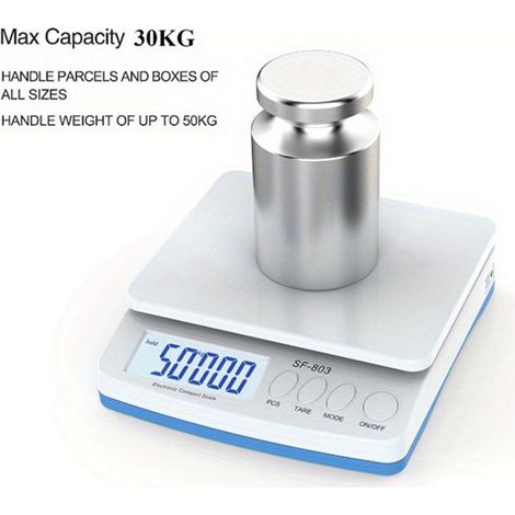 couleur : blanc  Matériau : plastique  Balance de cuisine électronique SF803, balance professionnelle, 30 kg/1 g