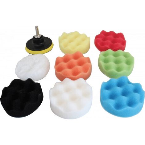 KIT LUCIDATURA AUTO SPUGNA TAMPONE TAMPONI PLATORELLO 80MM 3,2&quot POLLICI 9PZ 681s