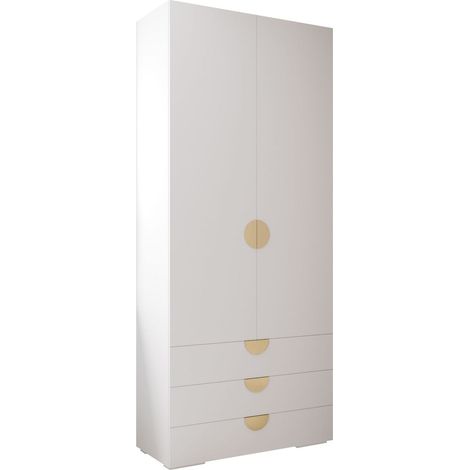Armario Hartford 565, Blanco, 237x100x47cm, Puertas de armario: Con bisagras, Número de estantes: 0