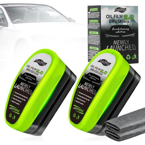 Stück 150 ml Auto-Ölfilm-Reinigungsbürste mit 2 Tüchern, Scheibenreiniger, Ölfilmentferner für Autofenster und Spiegel, verbessert Klarheit und Sicht (1/5)