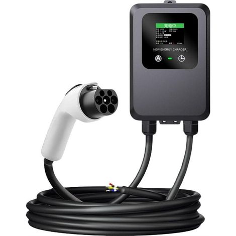 Estación de carga para vehículos eléctricos 32A/7.0KW/5M Negro - Cargador EV Tipo 2 (1/3)