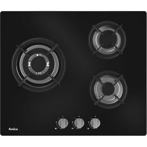 placa gas 60cm 3 fuegos negra - AG3631N - Amica -