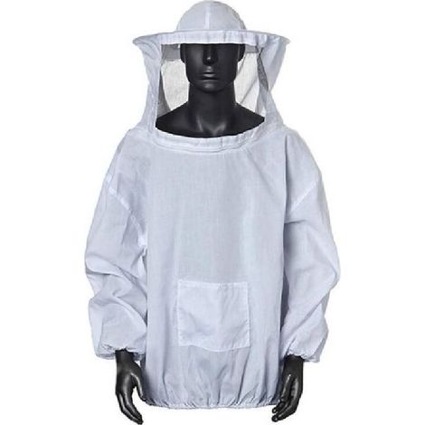 Vêtements de protection pour apiculteurs, combinaison d'apiculture professionnelle avec capuche, chapeau de protection pour abeilles avec fermeture éclair (blanc) (1/4)