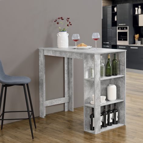 Tavolo Alto da Bar Danderyd Bancone a 3 Ripiani Laterali 120 x 60 x 106 cm - Effetto Cemento [en.casa] (1/5)