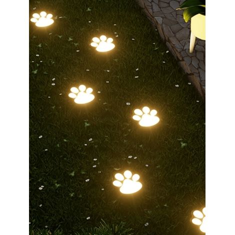 1 Lampe LED solaire patte de chien blanc chaud, capteur intelligent, lampe de chemin extérieure pour la décoration de jardin des amoureux des animaux (1/4)