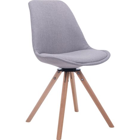 Silla de comedor x1 silla de visitas con asiento giratorio 360° tapizado de tela gris patas redondas de madera clara 100008317