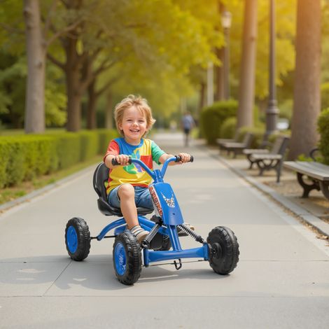 Cart Pédales Go Cart avec roues PP Cadre en acier Charge 30 kg pour enfants de 2 à 5 ans Bleu (1/5)
