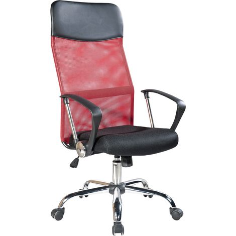 Rebecca Mobili Sillón De Oficina Escritorio Rojo Negro Ruedas 113/123x57,5x58,5