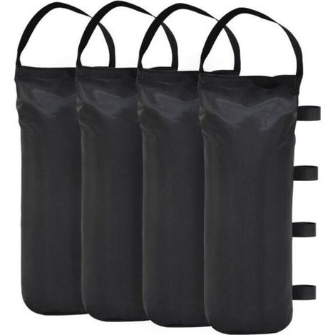 Set of 4 sandbags for gazebos - Industrial quality - Weights for gazebos and garden tents — black (1/4)