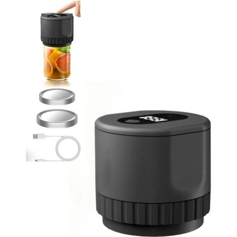 Kit de envasado al vacío - Selladora de tarros - Selladora al vacío - Selladora de tarros con tapa - Recargable por USB - Abretarros - Para conservación y fermentación de alimentos
