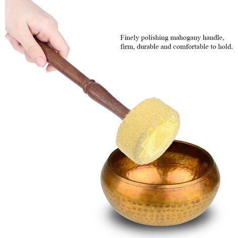 Marteau en bois dur feutré pour bol chantant tibétain, maillet de méditation (Jaune) (1/5)
