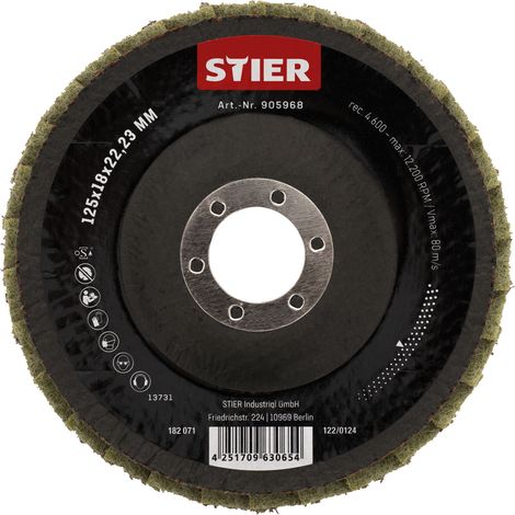 STIER Vlies Fächerschleifscheiben 125 x 18 x 22,23 mm mittel 5 Stk.