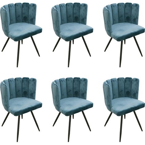 CHARLOTTE - Lot de 6 Chaises Velours Bleu (1/5)