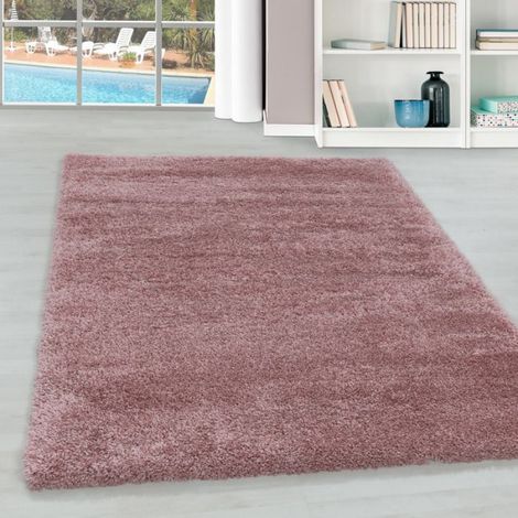Teppium Tapis Shaggy unicolore Rose Tapis 120x170 cm Tapis Salon Chambre Doux à Poils Longs (1/5)