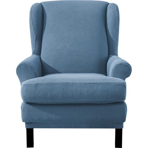 Ohrensesselbezug 2-teilig, Jacquard, elastisch, für Lesesessel, Denimblau (1/5)
