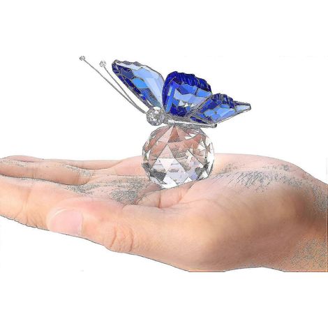 Décoration papillon bleu avec boule à facettes en cristal K9 attrape-soleil cadeau pour maman pour la maison la chambre ou le bureau (PXCL) (1/5)