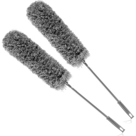 2X plumeau avec Manche télescopique, essuie-poussière Extra Long et Extensible, pour Hauts plafonds, balais en Toile d'araignée, Longueur 80-280cm (1/5)