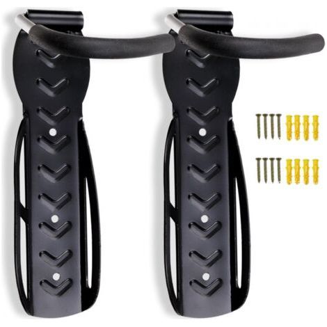 Set of 2 wall-mounted bike racks, black rack for 2 bikes. (1/5)