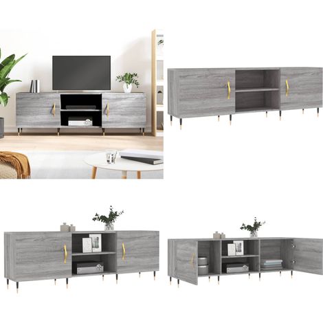 Meuble TV sonoma gris 150x30x50 cm bois d'ingénierie - Bois d'ingénierie - Rangement tv (1/5)