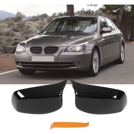 Spiegelkappen (ein Paar, links und rechts) für BMW E60 E61 E63 E64 5er/6er Reihe 2003-2007, glänzend schwarz. (1/5)