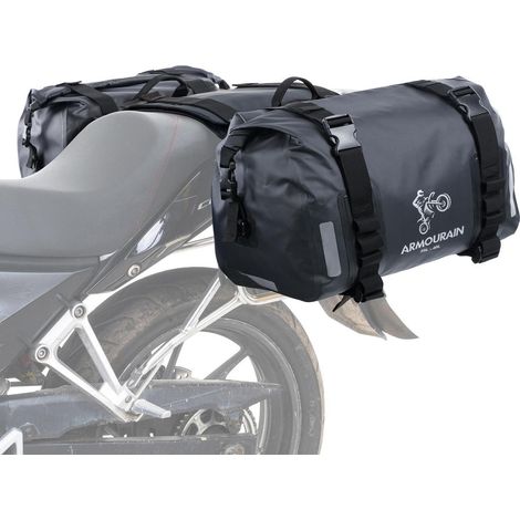 Sacoche moto 70L étanche PVC 500D, compatible toutes motos, noir (1/5)