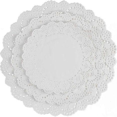 Lot de 108 napperons en dentelle de papier (36 de chaque taille : 6,5 pouces, 8,5 pouces et 10,5 pouces). Idéal pour décorer vos plats (cuits au four, grillés, frits) et votre vaisselle. (1/5)