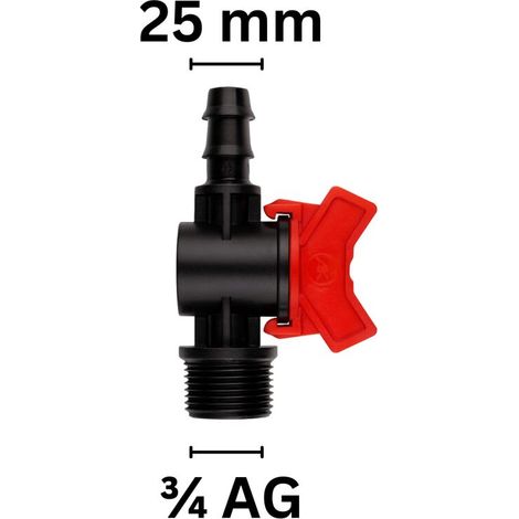 vanne d'arrêt 25 mm PE 3/4 AG vanne à bille PE raccord de tuyau irrigation (1/5)