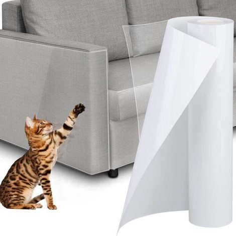 Protection anti-griffures pour chat, extra longue, 30 cm x 500 cm, adhésive transparente, pour porte, mur, canapé, tapis, comptoir (1/4)