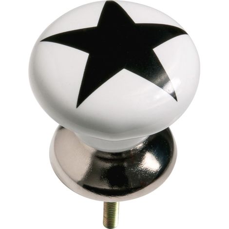 Premier Housewares Set of 4 Star Design Drawer Knobs Ceramic Knobs With Stylish Round Shaped Made From Ceramic Material Metal Base Knob For Cabinet / Chest Of Drawers 6 x 3 x 3 (1/2)