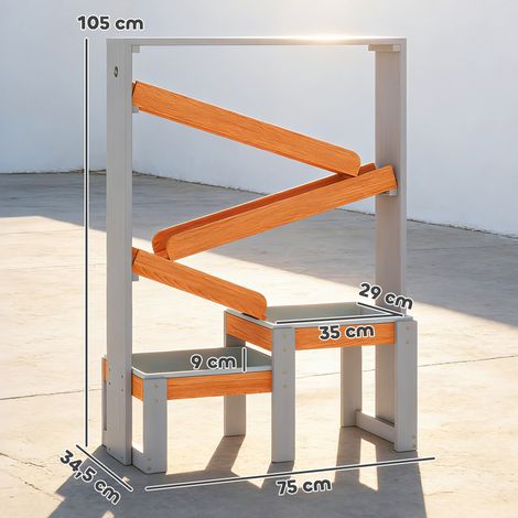 Table de jeu d'eau et de sable, table d'eau en bois, table de boue avec circuit d'eau, 2 bacs, table bac à sable pour enfants de 3 à 8 ans, grise (1/5)
