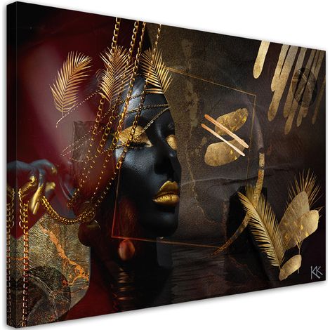 Quadro su tela, African Woman Gold Abstraction - 60x40 (1/4)